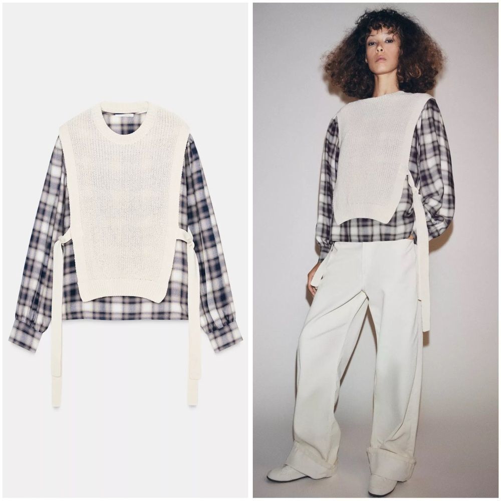 ZARA PLAID VEST COMBINATION SHIRT